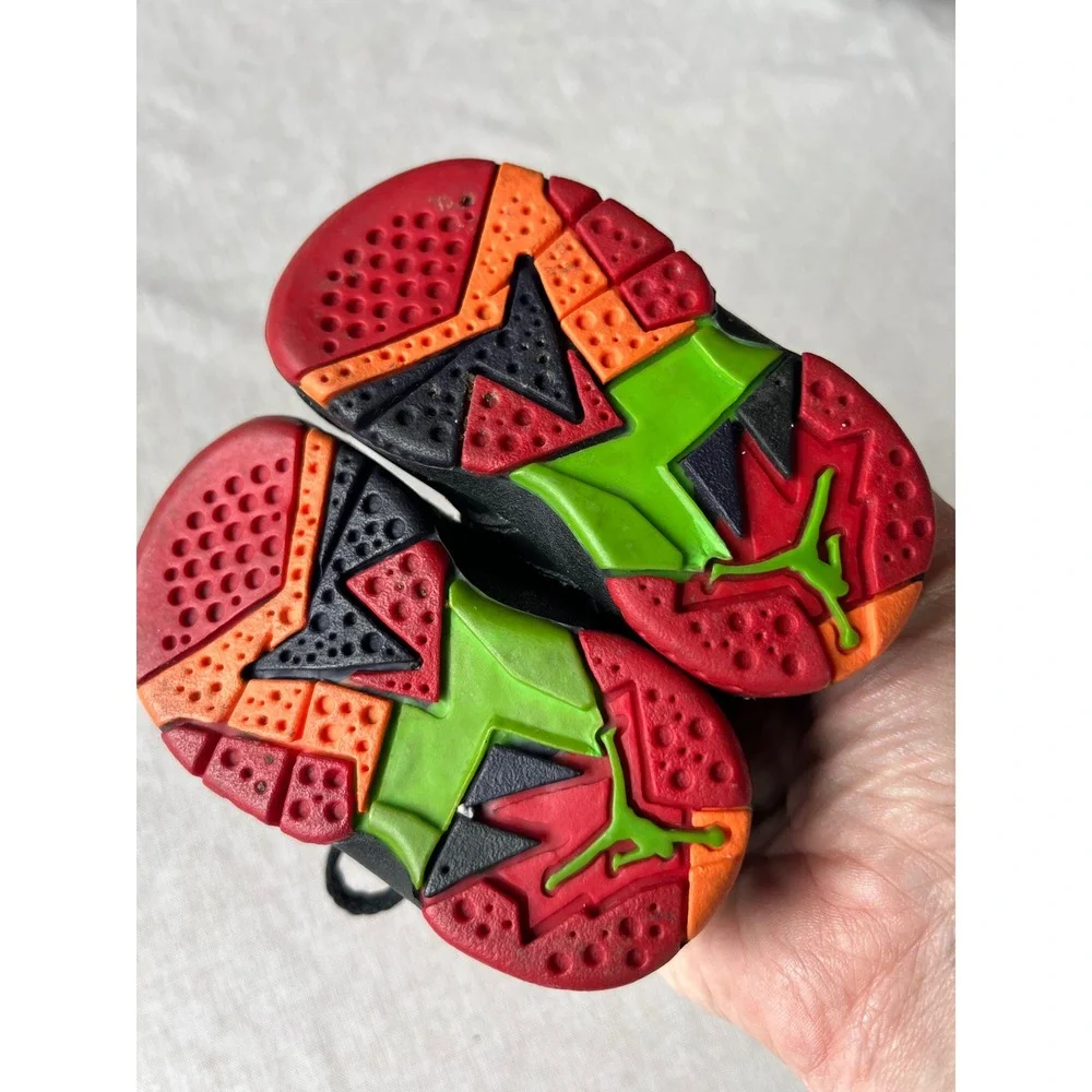 Jordan 7‎ Retro Marvin the Martian Black Red Green Toddler Size 2C 304772-029